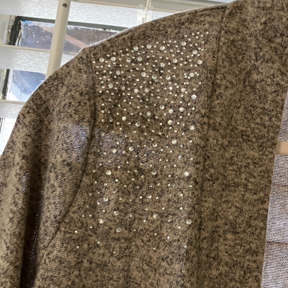 Elegant Gray Open Front Cardigan - Picture 3 of 9
